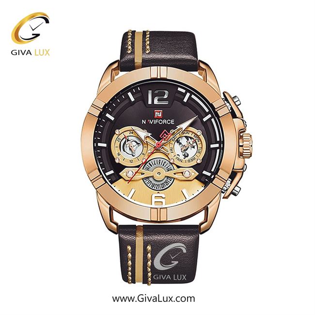 ساعت مچی مردانه بند چرمی ناوی فورس (نیوی فورس)  NF9168 RG/CE/BN